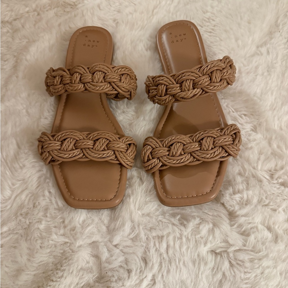A New Day Women's Brown Braided Sandals